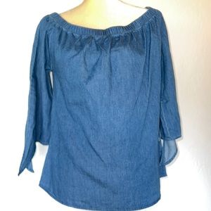 Women’s 3/4 length sleeved denim blouse